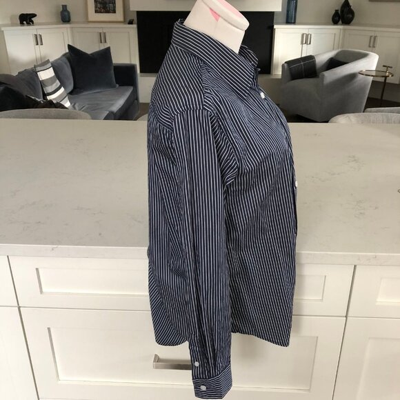 Mavi Jeans Co. Casual Lg Slv Button Down Cotton Striped Shirt Navy Wht Sz S NWOT - Picture 5 of 11